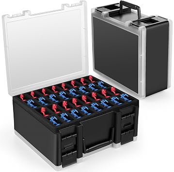 RISOU Sturdy Miniature Figure Storage Carrying Case for Standard Sized Figures - 128 Slot Miniature Figure Box Compatible with 40k,D&D and More.CASE ONLY