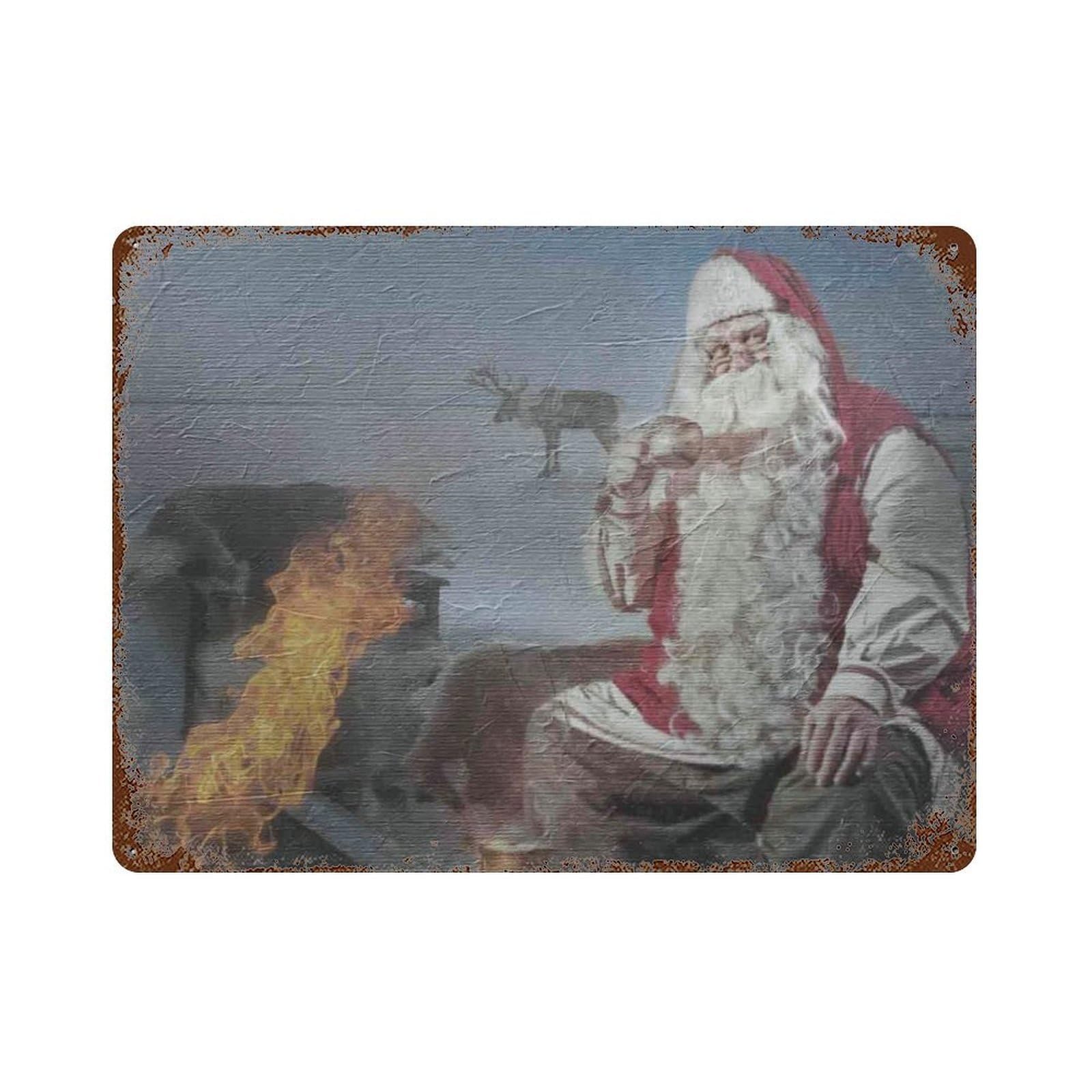xiaoxiaoshen Retro Santa Claus Square Painting Wall Decor Art Metal Tin Poster Modern Home Decor Art Home Bar Shop Decorations Vintage Sign 30x40cm