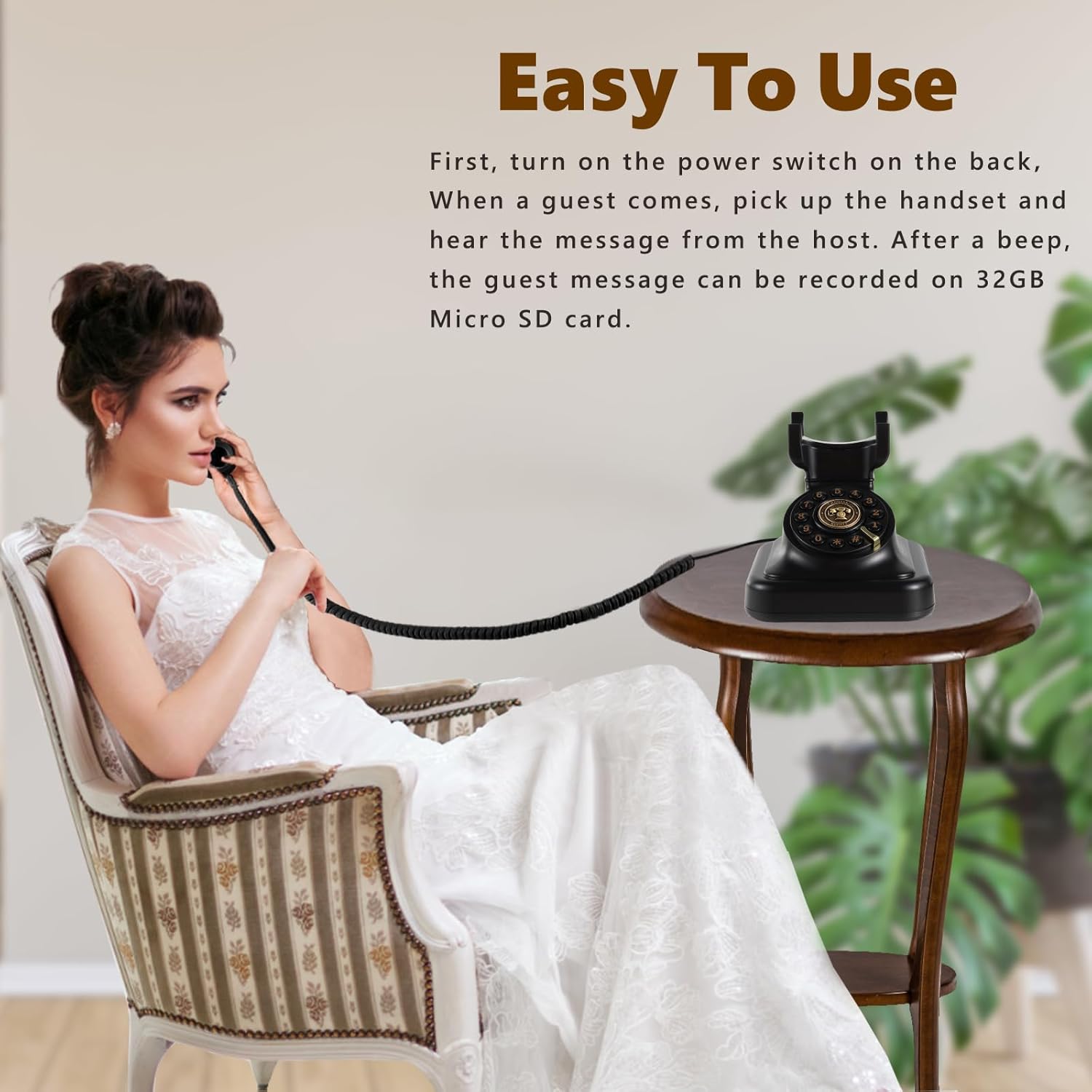 Audio Guest Book Wedding Phone, Audio Guestbook,Record Audio Messages with GuestBook, Guestbook Alternative for Wedding, Birthday Party, Baby Shower, Anniversary, Engagement (Black)