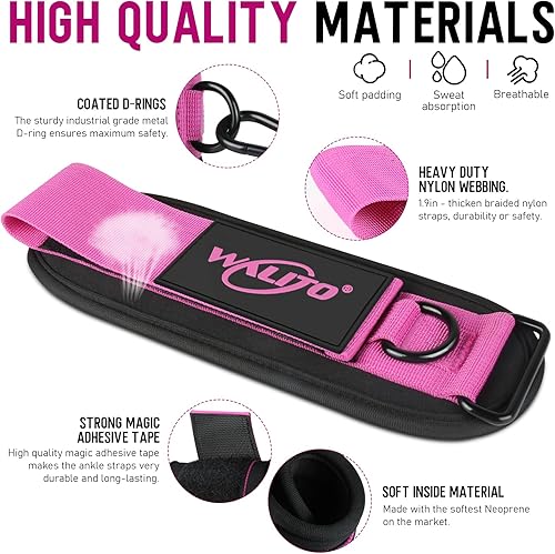 Miniatura 3 de WALITO Bandas de resistencia al tobillo con puños, bandas de tobillo para entrenamiento, pesas de tobillo para mujeres, equipo de entrenamiento de