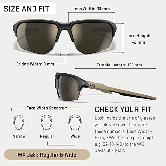 Wiley X JAKL Ballistic Rated Sunglasses, Safety Glasses for Men and Women, UV Eye Protection for Shooting and Outdoor