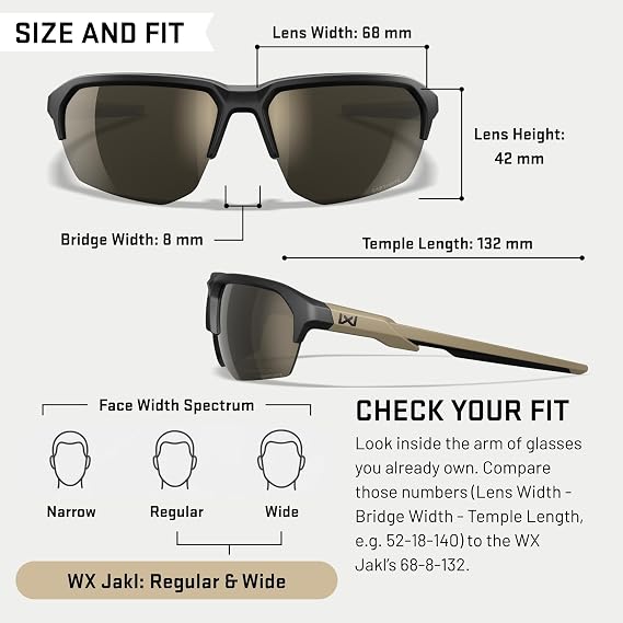 Wiley X JAKL Ballistic Rated Sunglasses, Safety Glasses for Men and Women, UV Eye Protection for Shooting and Outdoor