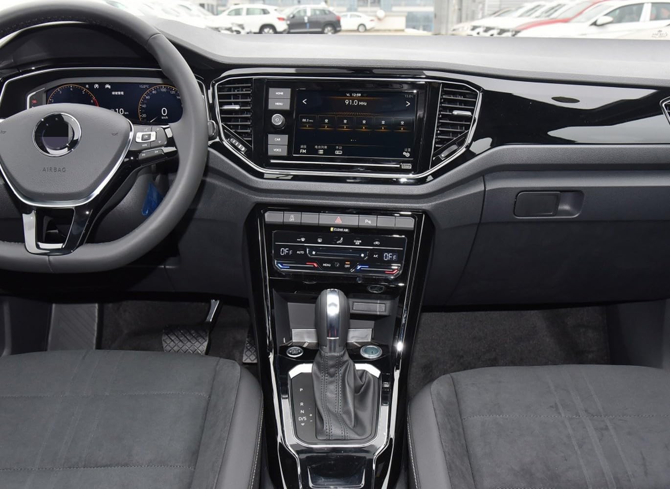 Air Con Switch Compatible with VW for T-ROC LCD Screen Car Air Conditioning Panel Automatic AC Air Conditioning Switch(Style B)