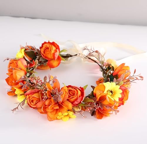 Miniatura 9 de Corona floral guirnalda de flores diadema diadema corona floral diadema halo boho fiesta baile boda fotos dorado
