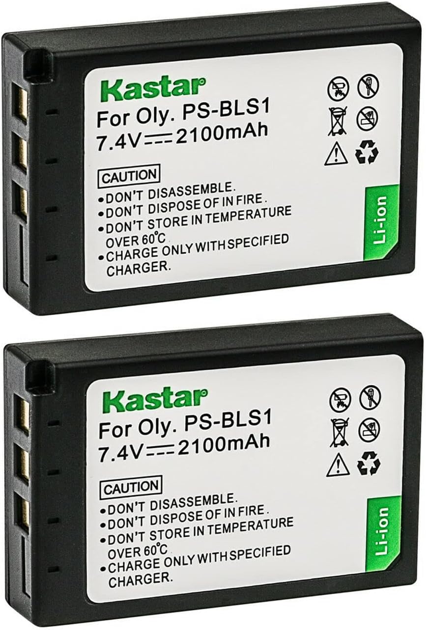 BLS1 Battery 2-Pack Replacement for Olympus BLS-1 PS-BLS1 Battery, BCS-1 PS-BCS1 Charger, E-400, E-410, E-420, E-450, E-600, E-620, E-P1, E-P2, E-P3, E-PL1, E-PL1s, E-PL3, E-PM1 Camera