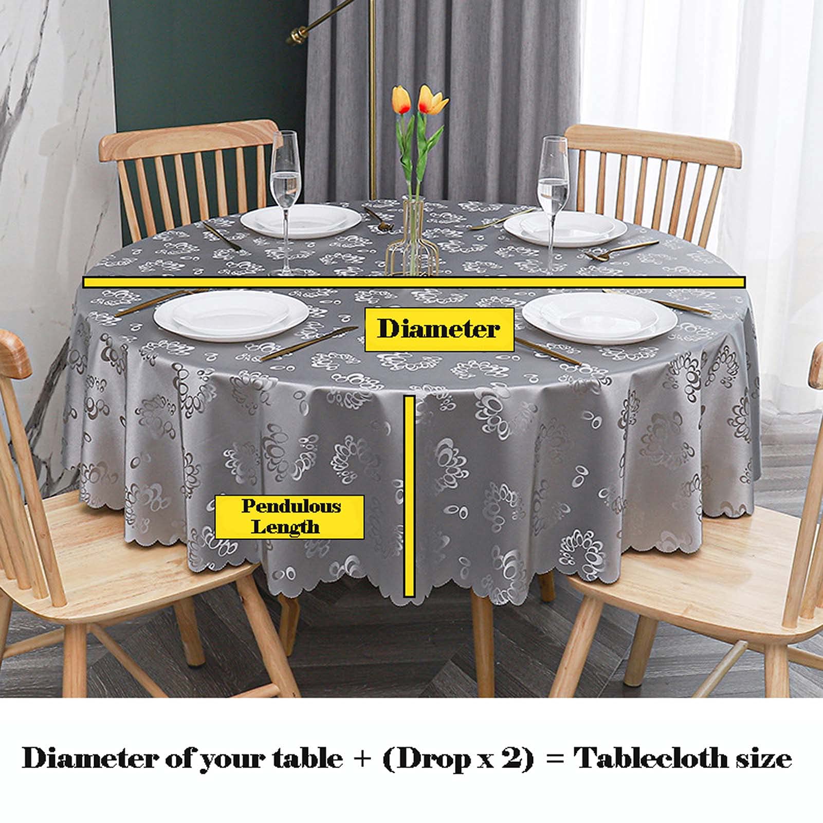 Boerderij Waterdicht Rond Vinyl Tafelkleed 240cm Heavy Duty & Afveegbaar Plastic Tafelkleed Voor Keuken Party Picknick Indoor & Outdoor Gebruik
