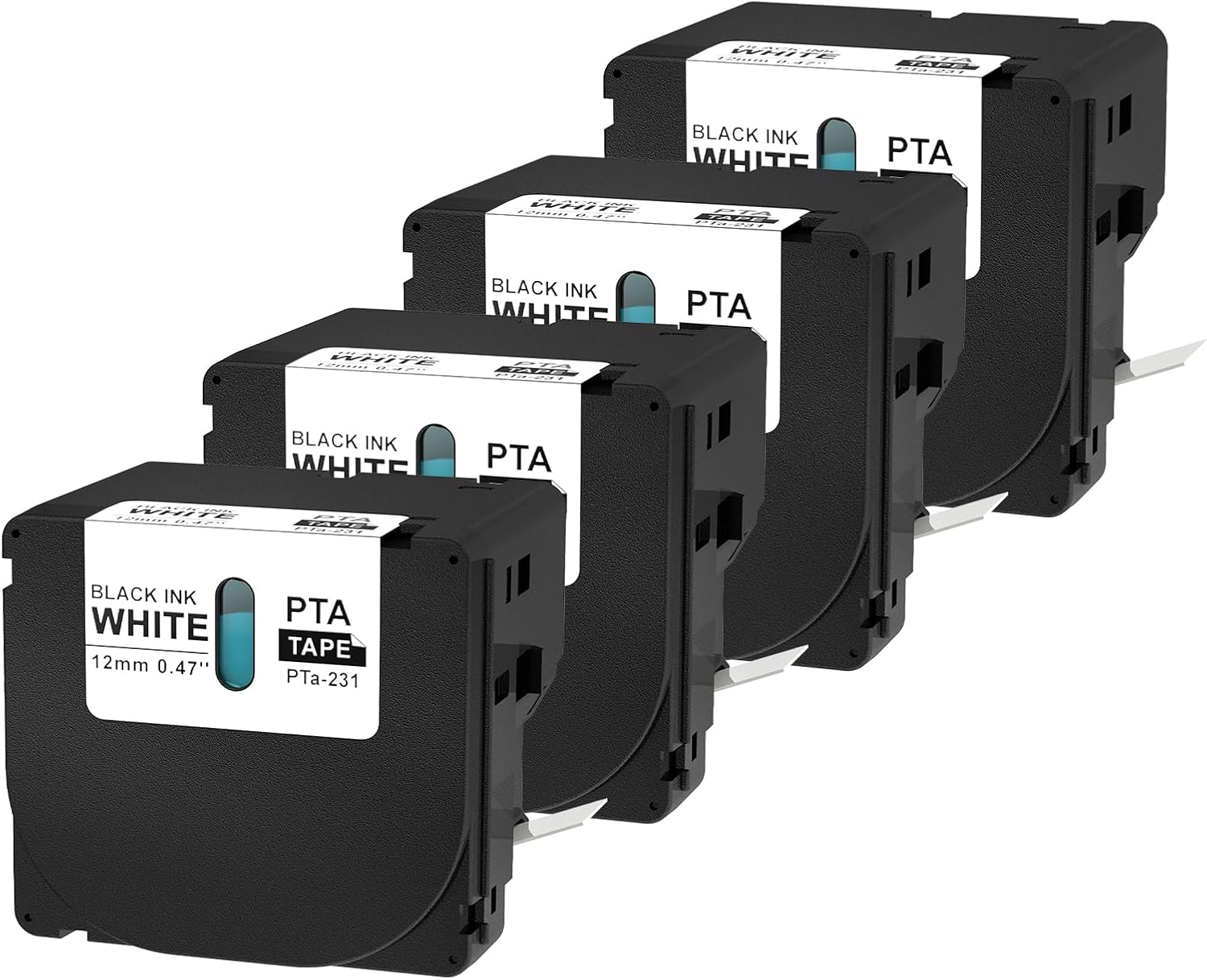 Compatible with Brother Btag Label Tape Btag-231 Black on White 4-Pack