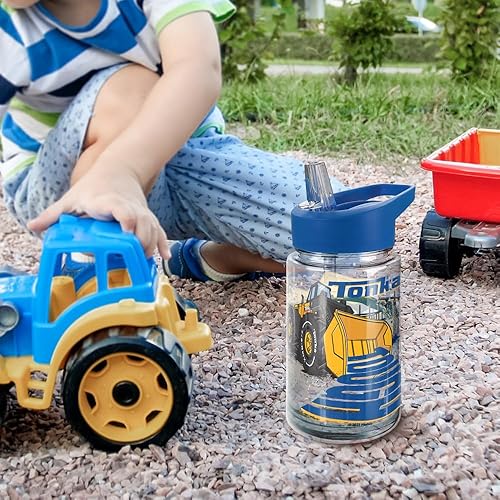 Miniatura 5 de LOGOVISION Tonka - Botella de agua de plástico Tritan para niños con tapa con popote y asa, vaso reutilizable para niños pequeños, unisex, para