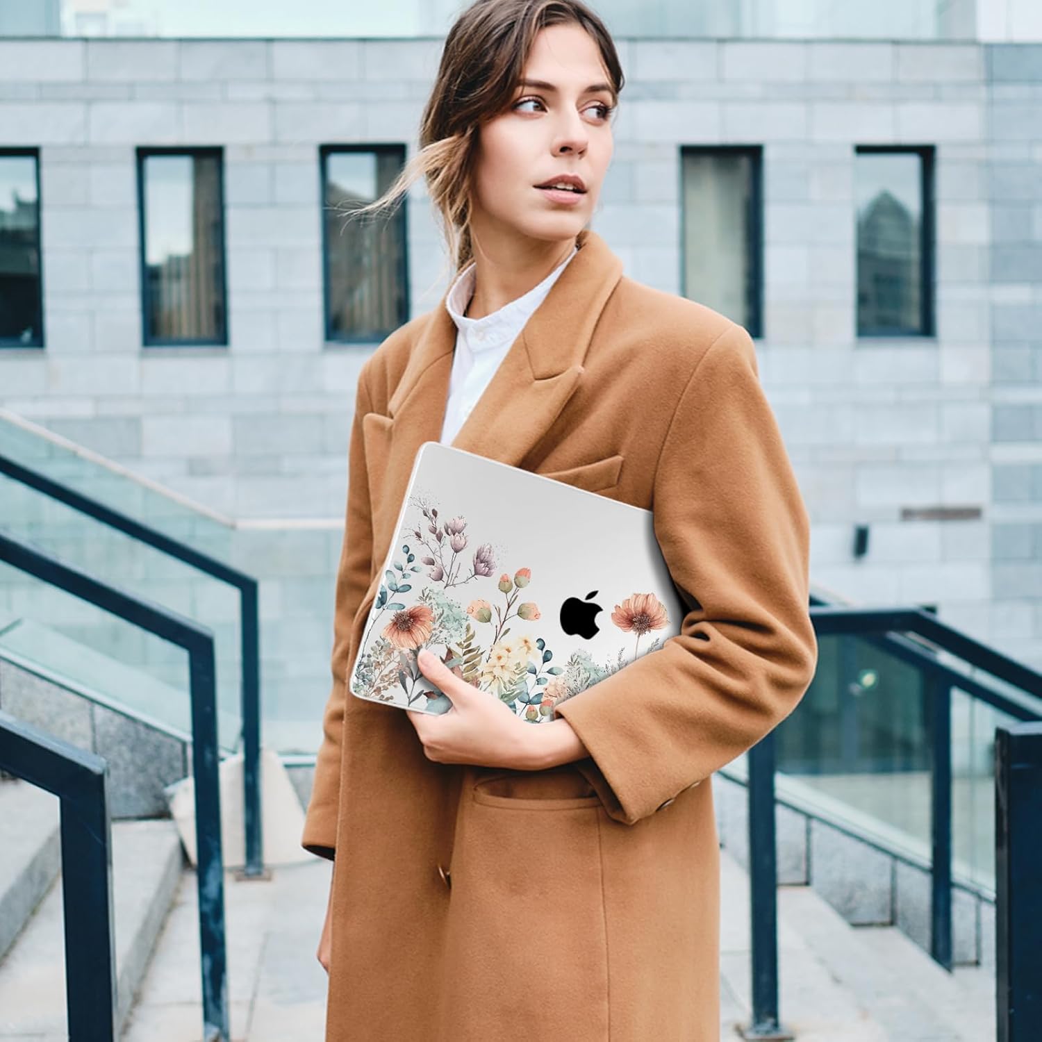 MecBevia Compatible with MacBook Air 13.3 inch Case 2021-2018 Release A2337 M1 A2179 A1932 Touch ID, Plastic Hard Shell&Keyboard Cover&Screen Protector&Webcam Cover&Type-C Adapter, Abstract Flower - Image 9