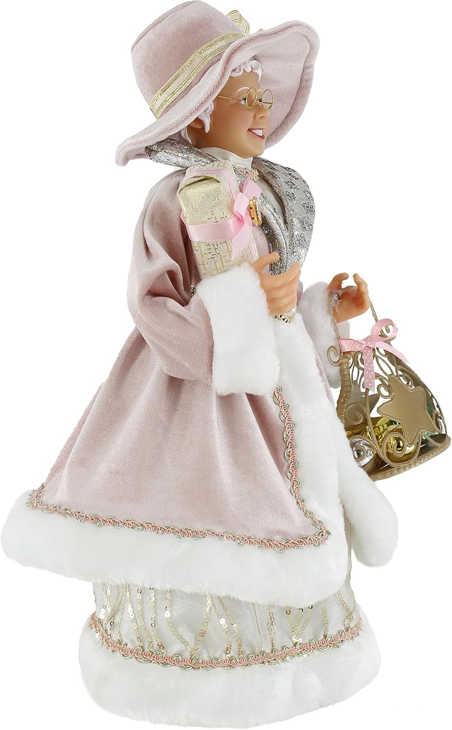 Windy Hill Collection Rose Gold Elegance Mrs. Claus 16" Inch Mrs. Santa Claus Standing Figurine Decoration 163064