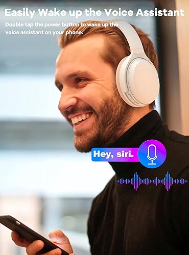 Miniatura 6 de HROEENOI Auriculares inalámbricos Bluetooth con cancelación activa de ruido, almohadillas de espuma viscoelástica, carga rápida para 40 horas de