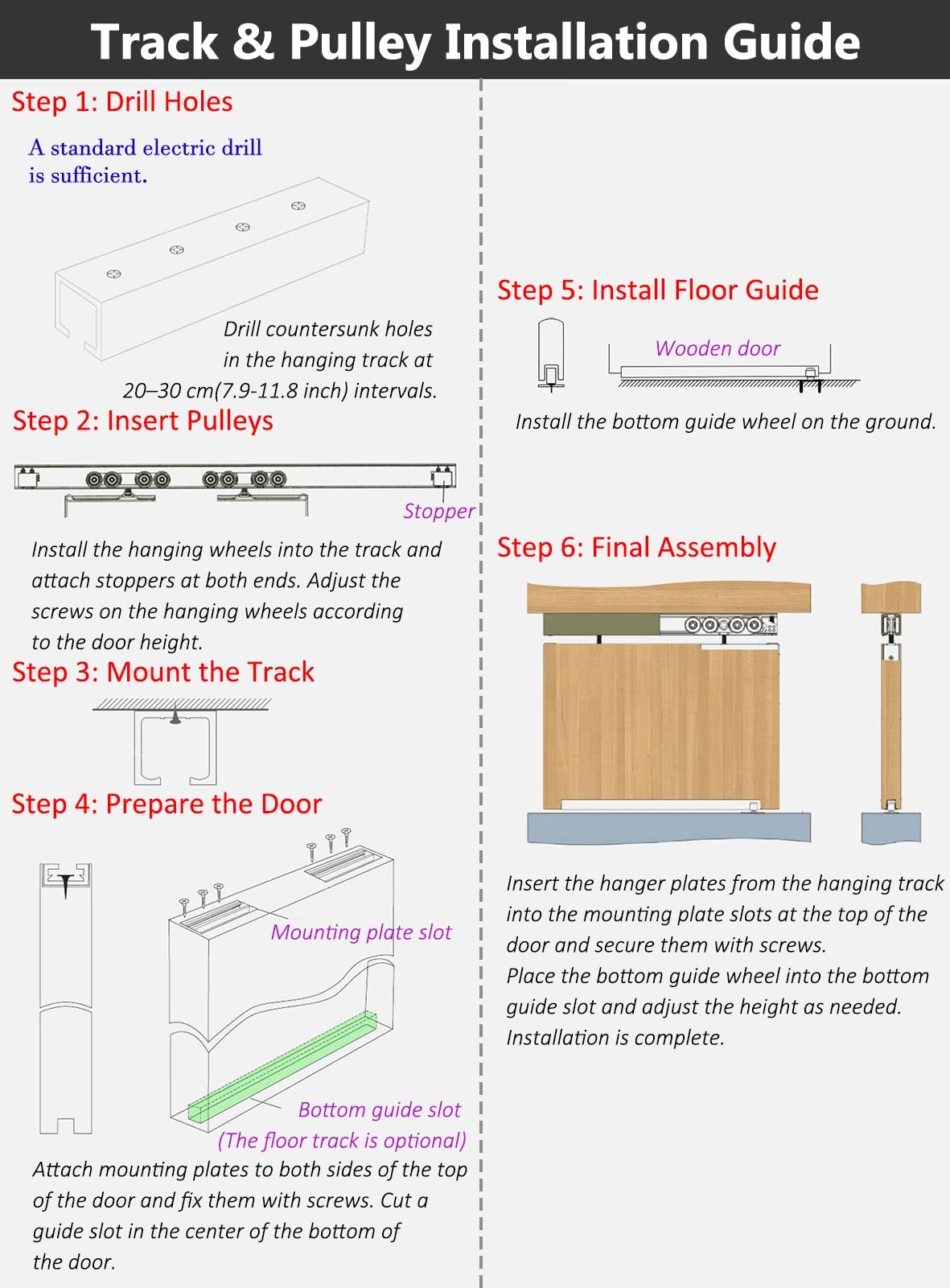 Kit Puerta Corredera Sistema Completo De Rieles Para Puertas Corredizas De Granero Montadas En El Techo, Kit De Herrajes Para Puertas Corredizas, Silver, 8ft/2.40m