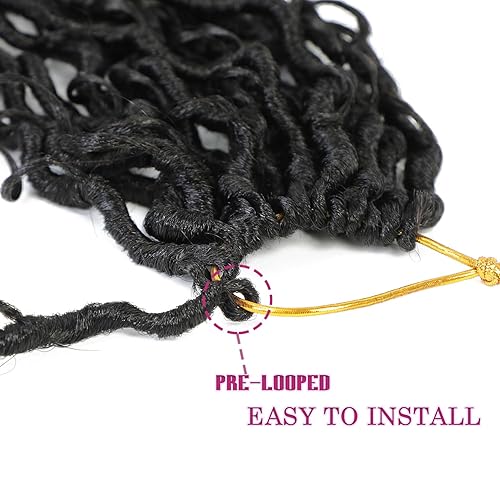 Miniatura 5 de 8 Paquetes de Cabello de Ganchillo Goddess Faux Locs para Mujeres Negras, Cabello de Ganchillo Goddess Locs Negro Natural, Locs Estilo Boho, River