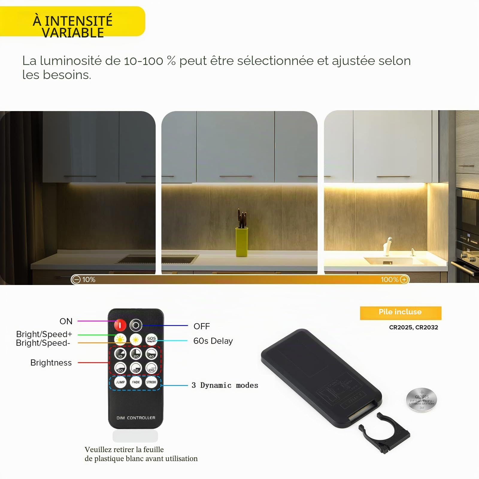 Mini RF Contrôleur de Gradateur LED Variateur Tension d'entrée 5V-24V Télécommande 14 Touches Convient aux Bandes de LED COB SMD 5V/12V/24V