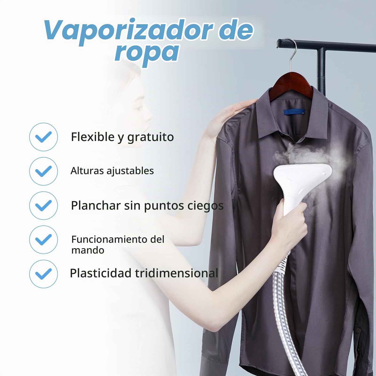 Plancha Vertical Vapor,2000W Plancha de Vapor,Ferro a Vapor Vertical | Depósito de 2.5 L, 45g/min,Altura ajustable, Elimina Arrugas y Funciona en Todos Los Tejidos