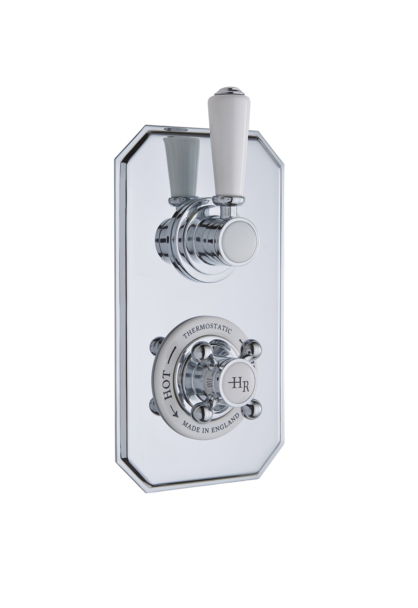 Hudson Reed Twin Concealed Shower Valve - Chrome/White - Thermostatic Control - Diverter