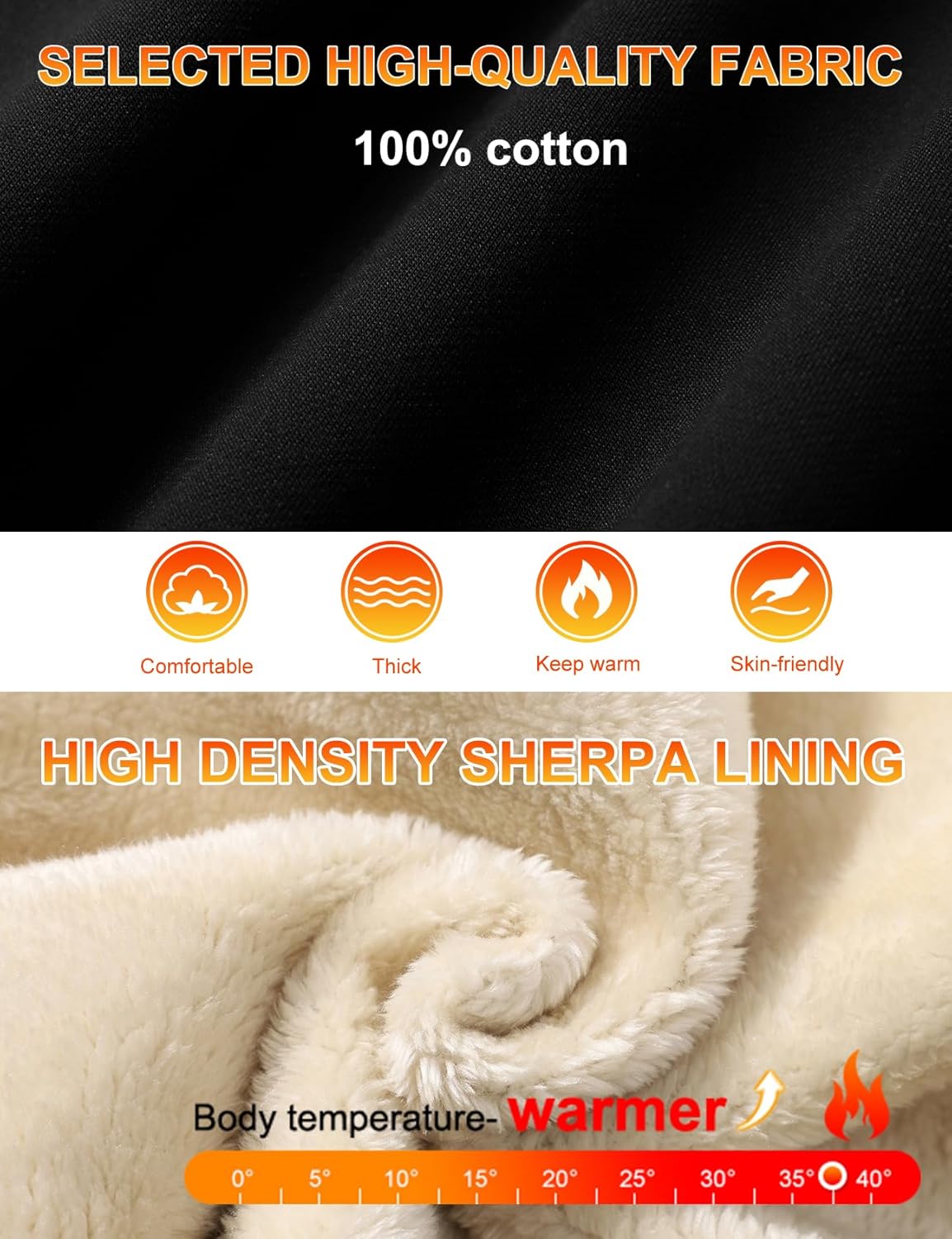 Kissonic Men's Fleece Hoodie Pullover Long Sleeve Sherpa Lined Warm Hooded Sweatshirt - Image 4