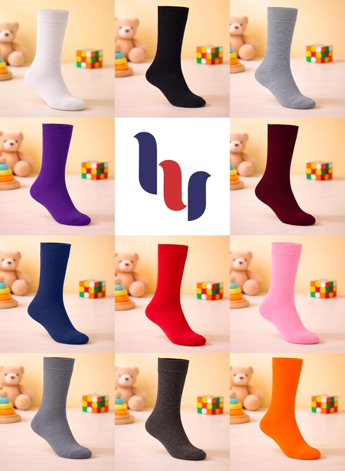 Hugh Ugoli Kids School Uniform Rayon Derived from Bamboo Dress Crew Socks for Toddlers to Youth, 3T - 14 Years Old, 5 Pairs