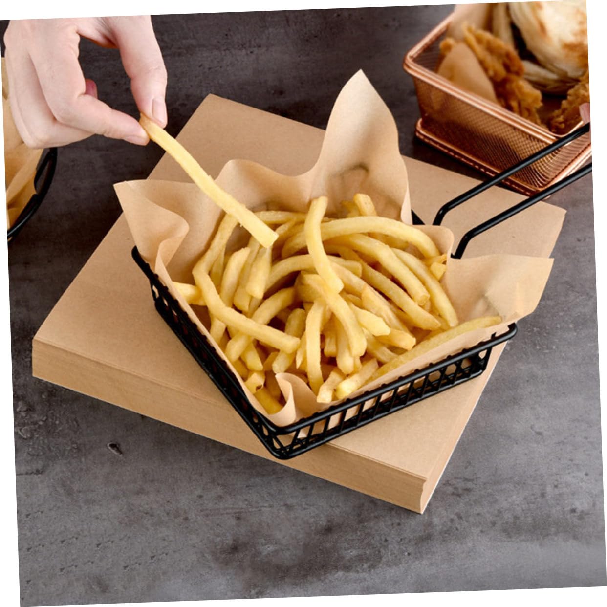 Alipis Carta da Forno Non Adesiva in Carta Kraft Khaki 500 Fogli Assorbente Olio per Fritti e Cottura, per Friggitrici e Cucina Compatta