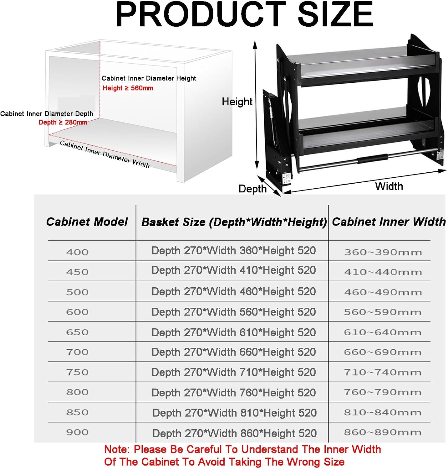 2 Tier Cabinet Pull Down Shelves,Aluminum Spice Rack Pull Down Cabinet Rack,Home Wall Cabinet Storage Lift Basket for Kitchen Bar Cafe Storage,Black-270x610x520mm