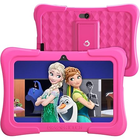 Dragon Touch Kids Tablets with 32GB Storage, 2GB RAM, 7 inch IPS HD Display, Android 12, Quad Core Processor, Kidoz Pre Installed with Kid-Proof Case, Wi-Fi only - Pink