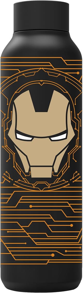 Termo Quokka Solid Jet Black de Acero Inoxidable, 630 ml, Iron Man