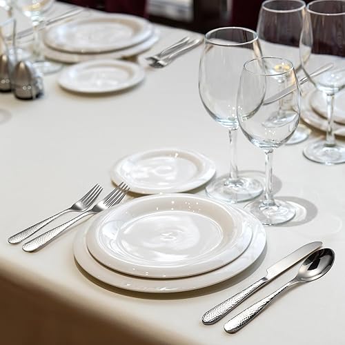 Miniatura 5 de Juego de cubiertos martillados de 20 piezas para 4, juego de cubiertos de acero inoxidable 1810 con mango texturizado, juego de cubiertos