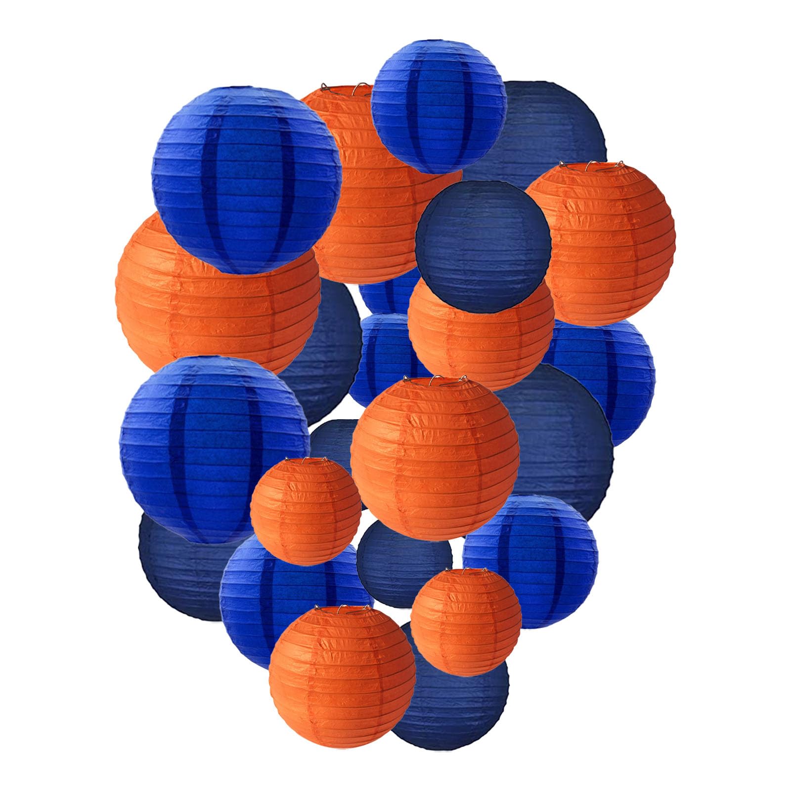 Tim&Lin Blue Orange Paper Lanterns Decorative, Chinese/Japanese Hanging Round Paper Lanterns Decorations for Wedding, Graduation, University, College, High School, Birthday (12 PCS)