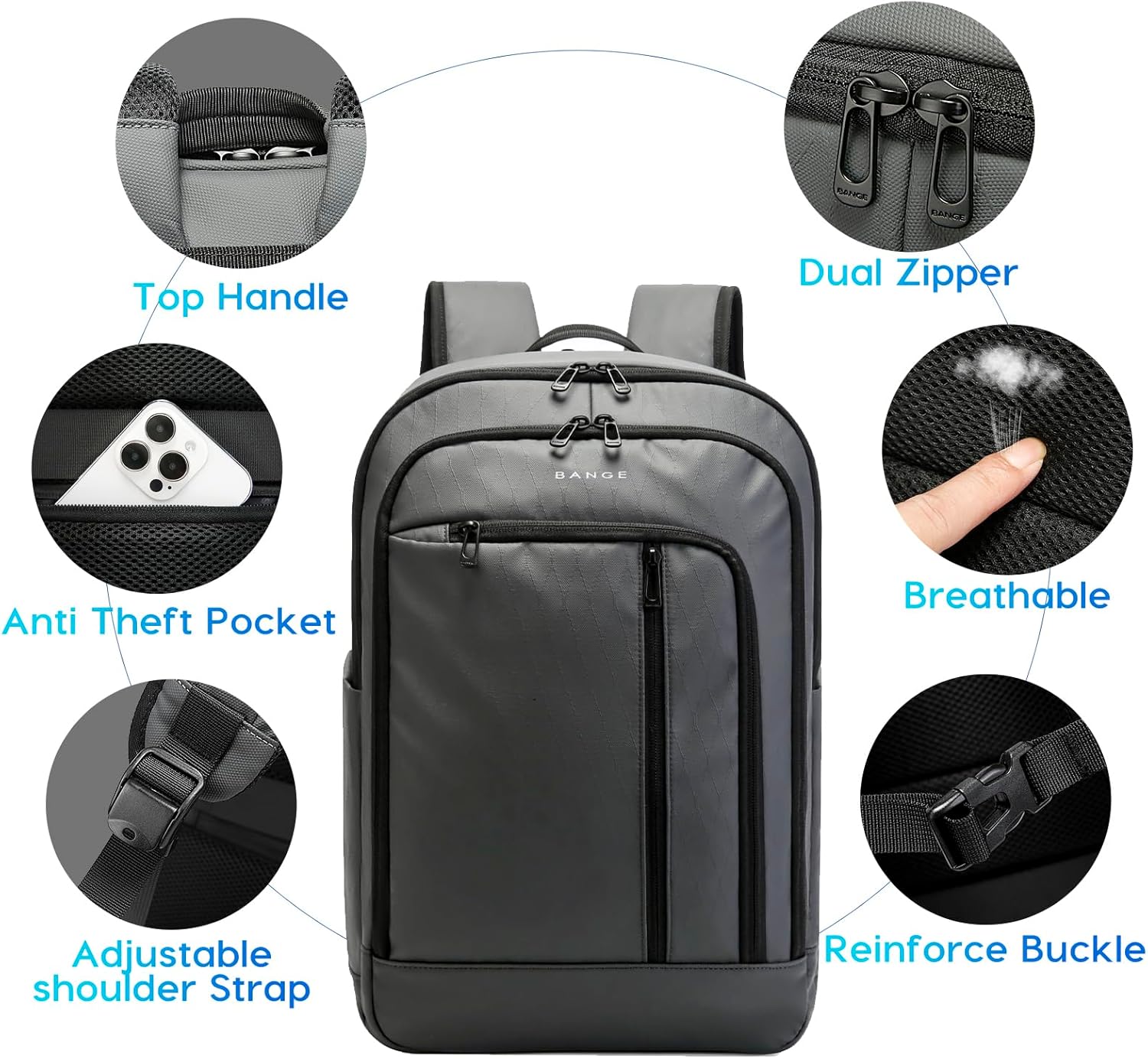 BANGE 28L Everyday Carry Backpack – Fits 15.6 Inch Laptop, Waterproof & Durable Lightweight Pack for Travel, Work, Hiking, and Commuting – Men & Women