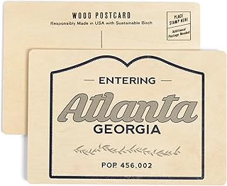Atlanta, Georgia, Now Entering (Blue) (4x6 Birch Wood Postcards, 2-Pack Stationary, Rustic Home Wall Decor)