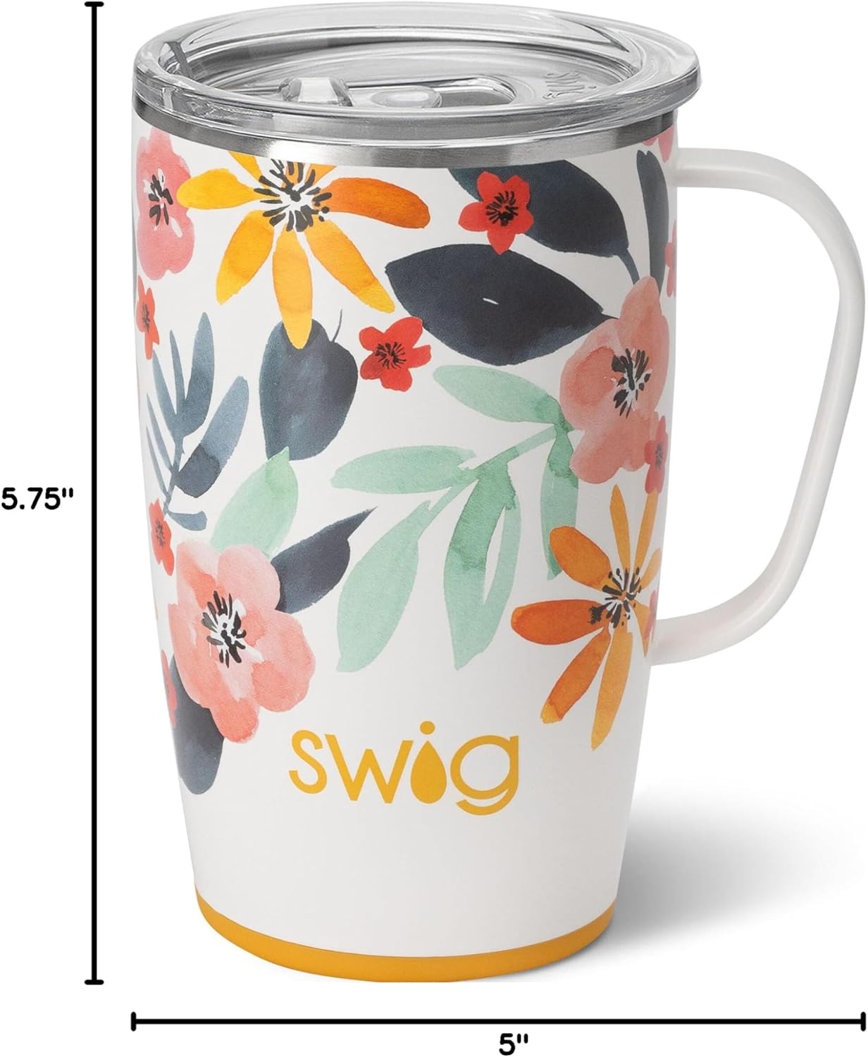 Swig Life 18oz Travel Mug, Insulated Tumbler with Handle and Lid, Cup Holder Friendly, Dishwasher Safe, Stainless Steel, Travel Coffee Cup (Honey Meadow) - Image 7