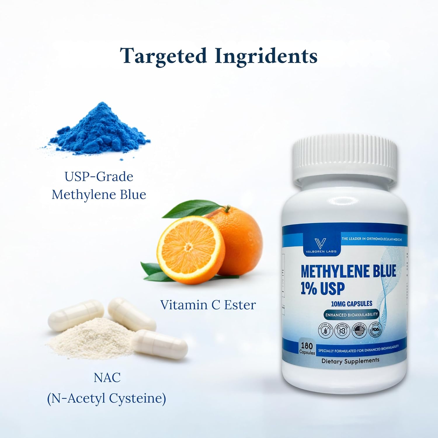 Methylene Blue Capsules 10 mg (6 Month Supply) – Pharmaceutical Grade – with Vitamin C Ester – Non-GMO & Vegan – Made in USA – 180 Pills - Image 5