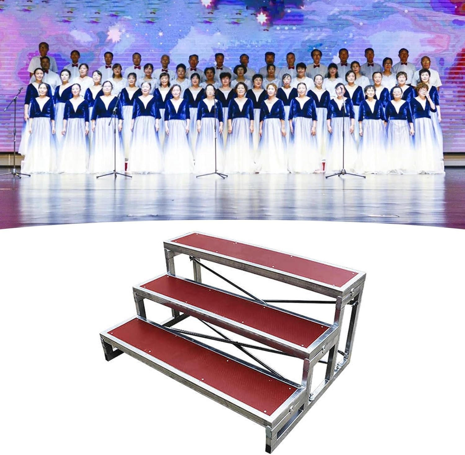VUIKLCty Non-slip Choir Performance Steps, Suitable For School Theatres (128 X 90 X 60 Cm)
