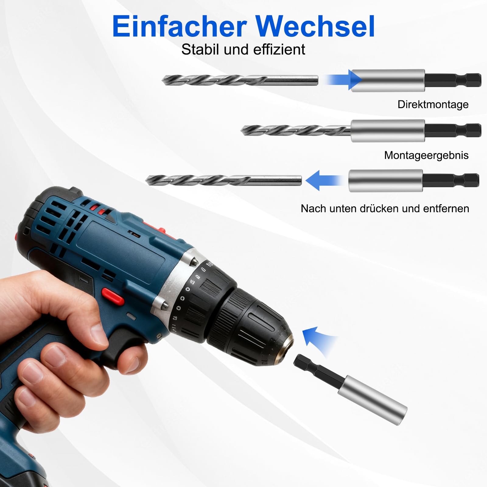 5 Stück Hochwertiger Bithalter Magnetisch, Bit Verlängerung, Schnellwechsel Bithalter 1/4", 60mm aus Edelstahl Starke Bit halter Magnetisch, Bohrerbitbefestigung