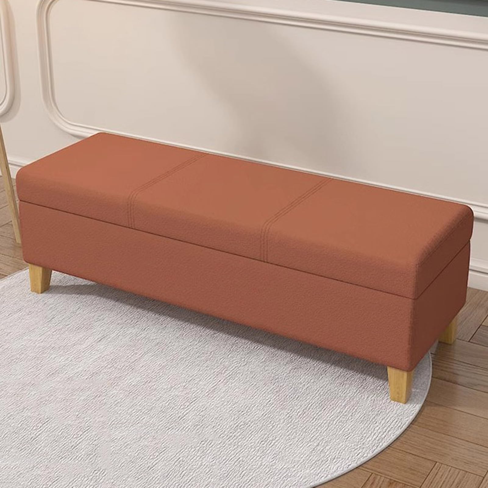 Banc à chaussures en velours avec coffre de rangement et assise capitonnée pour couloir