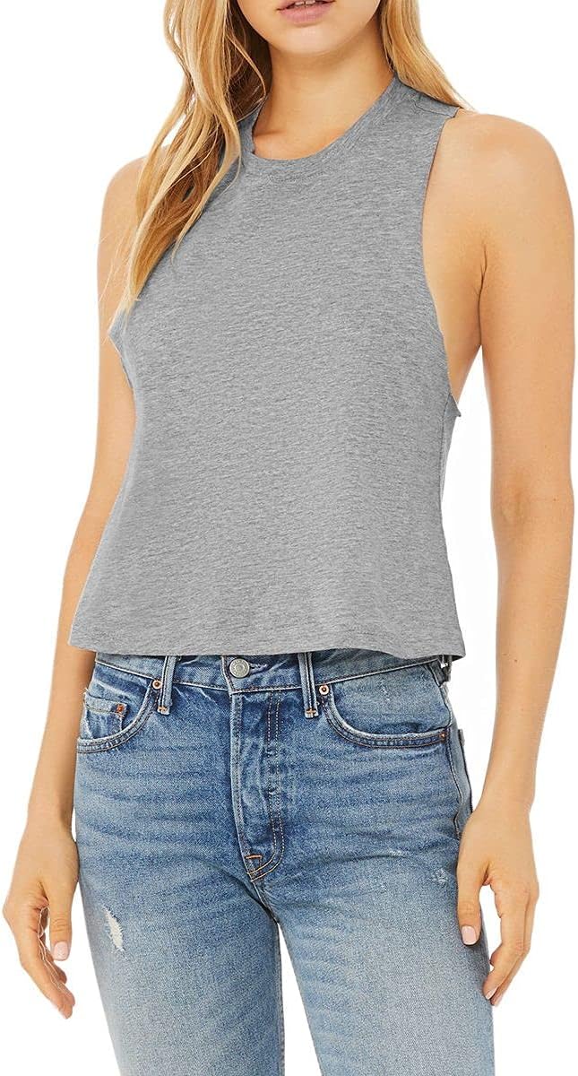 JustBlanksLadies' Racerback Workout Muscle Gym Yoga Cropped High Neck Sleeveless Tank Top for Women’S