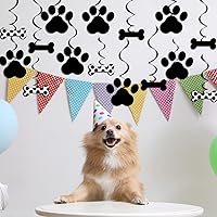 Vista 5 de 60 piezas de decoraciones para fiesta de cumpleaños de perros, decoraciones de cumpleaños de cachorros, decoraciones colgantes en espiral