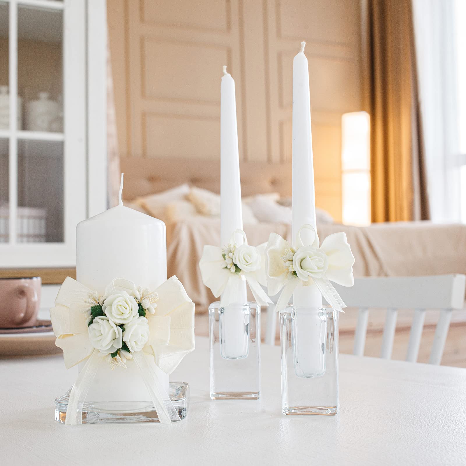 Unity Candles Lot De 3 Bougies Piliers De 15,2 Cm Et 2 Bougies Coniques