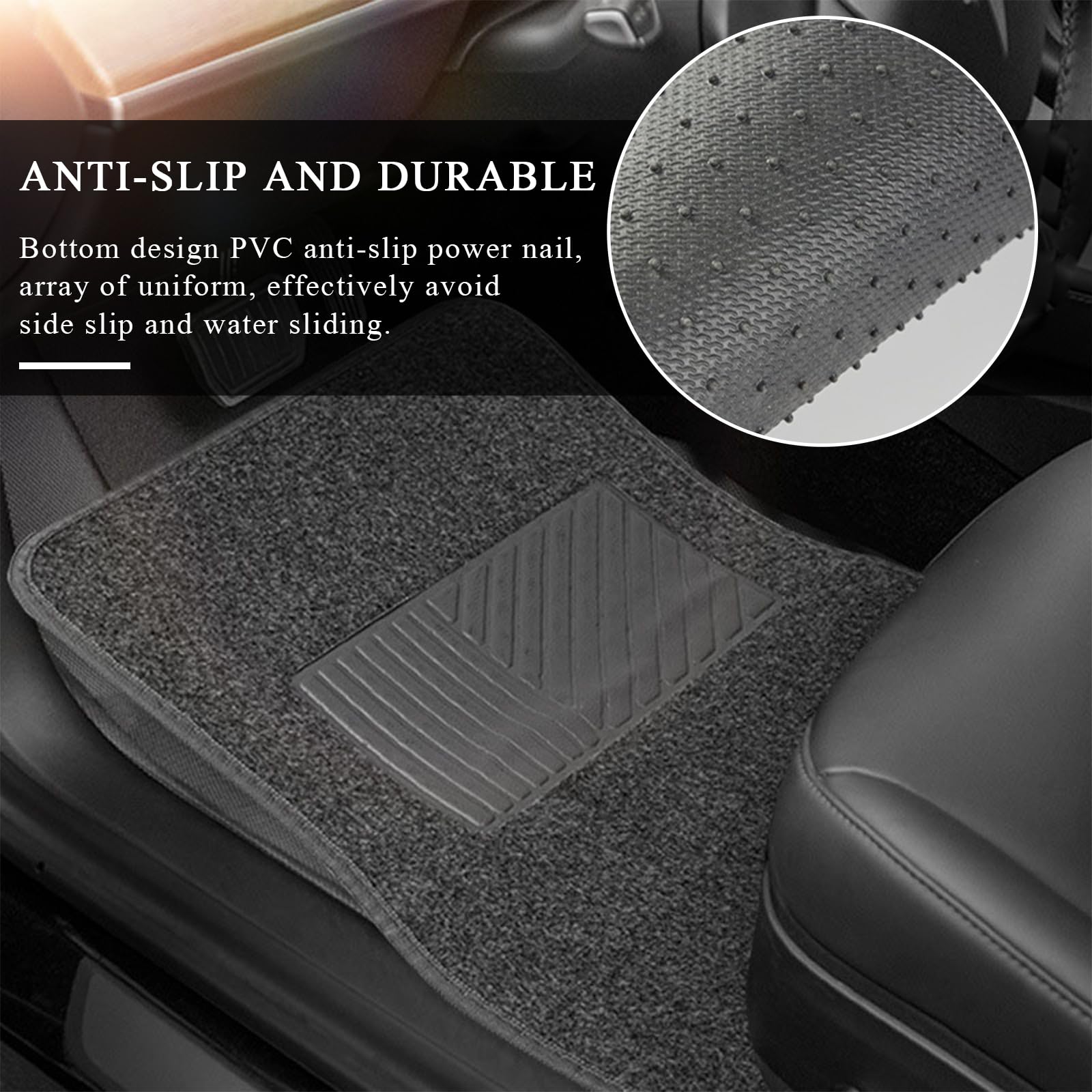 MUQIDA 4PCS Car Floor Mats Anti-Slip Waterproof Car Carpets with Safety Heel Pad Heavy Duty Floor Mat for — view 3