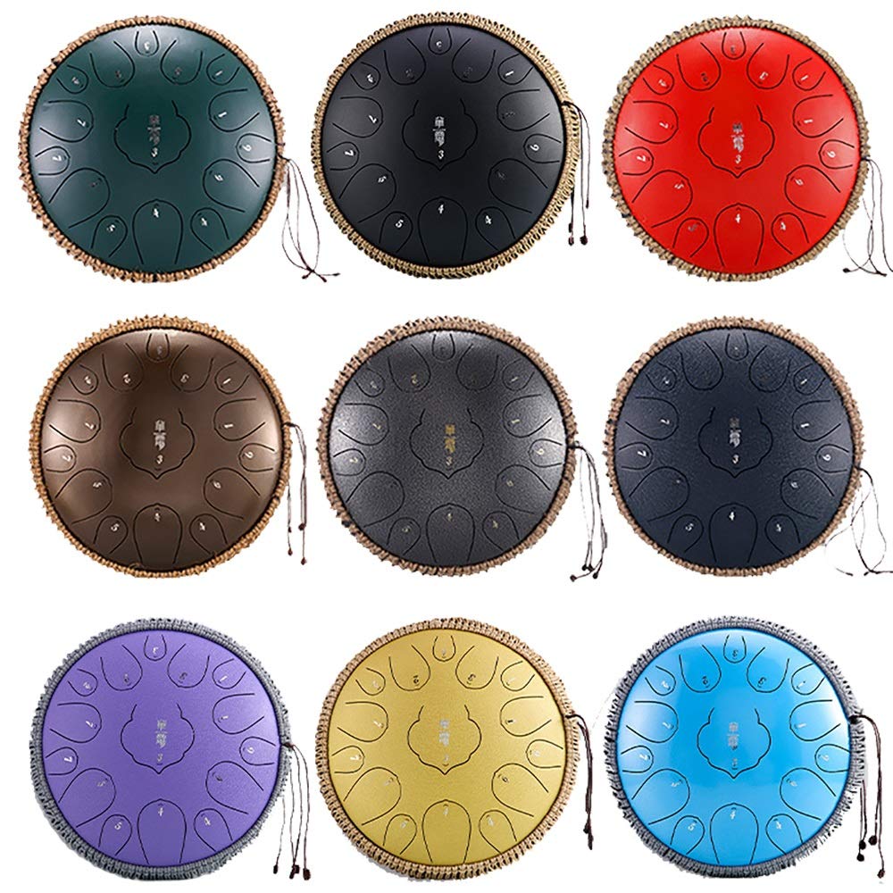 Profesjonalne 12-calowe 15 Notatki Drum Stalowy Drum, D Klucz Kompaktowy Instrument Perkusyjny Z, Torba Podróżna, Książka Muzyczna, Młotki, Palec, Picket (Color : Blue)