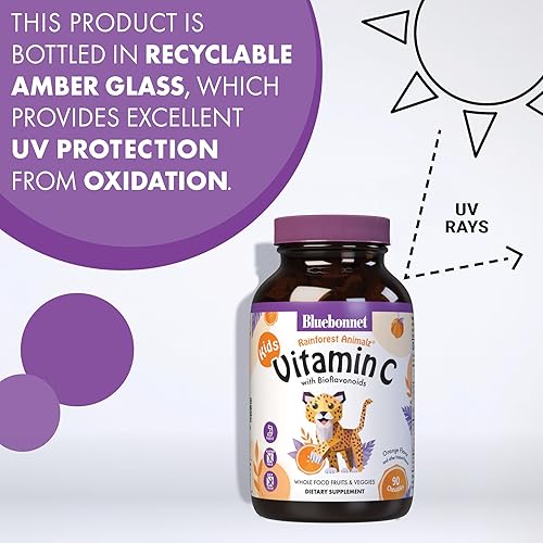 Miniatura 6 de Bluebonnet Nutrition Rainforest Animalz - Tabletas masticables de vitamina C con forma de animal, 250 mg de vitamina C, sin soja, sin gluten,