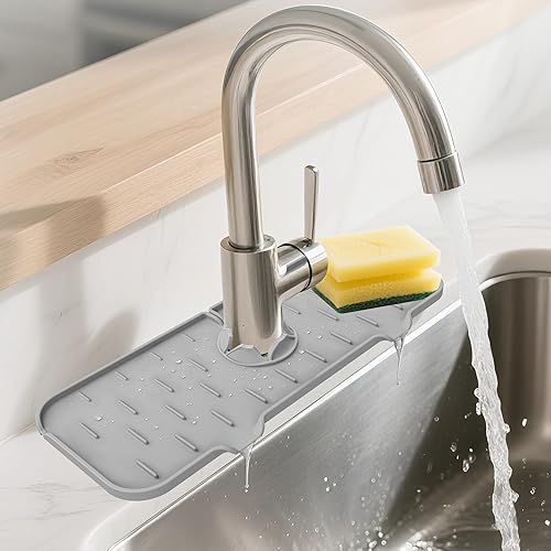 Miniatura 8 de Protector de salpicaduras para grifo de cocina, tapete de silicona para grifo de agua, almohadilla de drenaje para fregadero detrás del grifo,