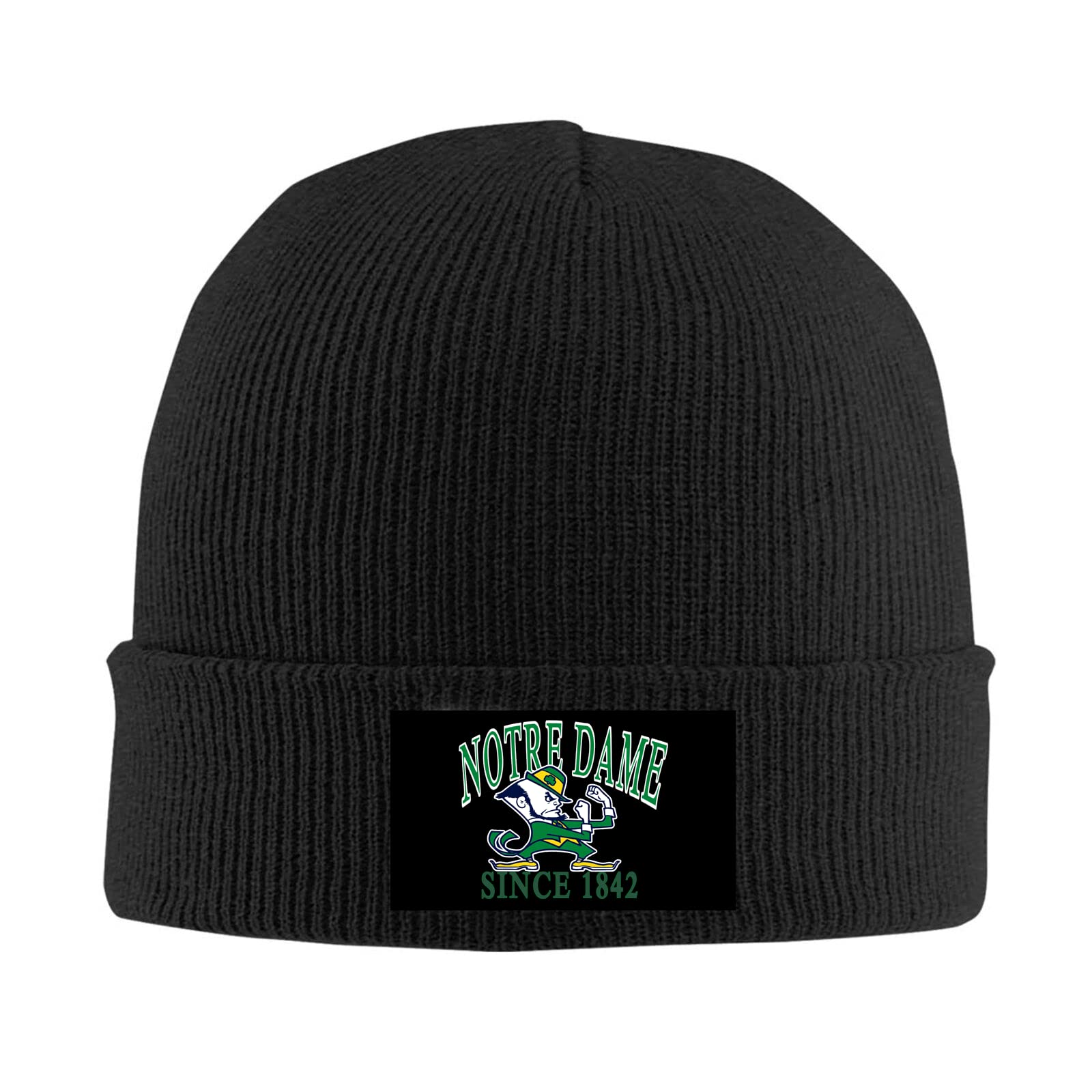 Kenwozi Men's Black Notre Dame Fighting Irish Nd Teams Logo Flex Winter Warm Knit Beanie Cap Ash