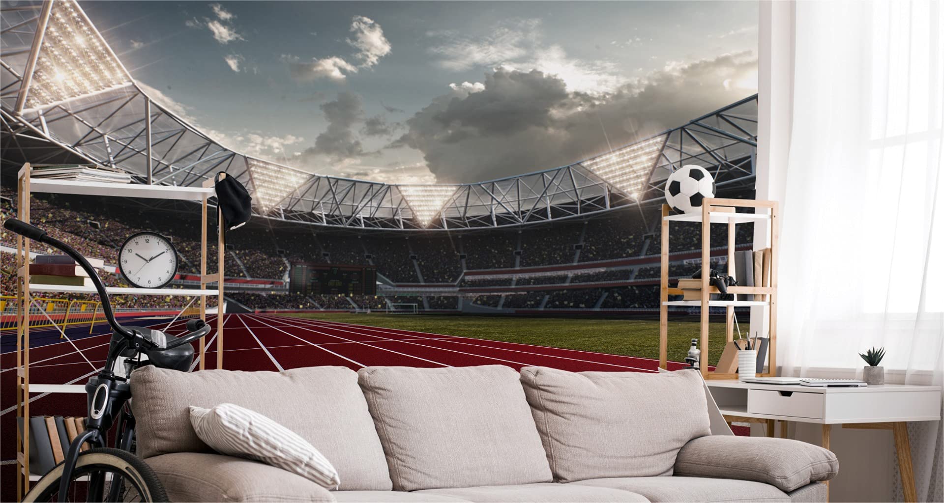 Muralo Tapeta z włókniny bieżnia, sport, stadion piłkarski, XXL – 368 x 254 cm