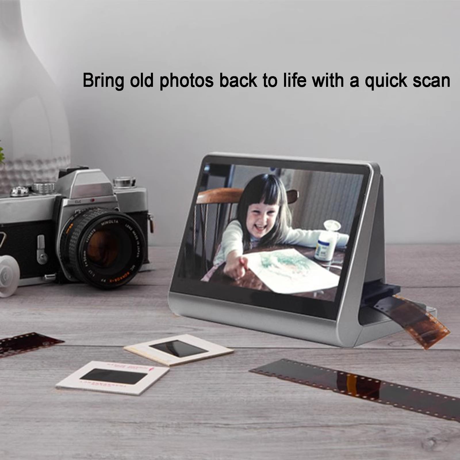 Scanner per Pellicole da 24 MP, Scanner Digitale per Diapositive/Negativi, con Ampio Display da 7" E Interfaccia HDMI, Converte Pellicole 135/126/110/Super 8 in Foto Digitali