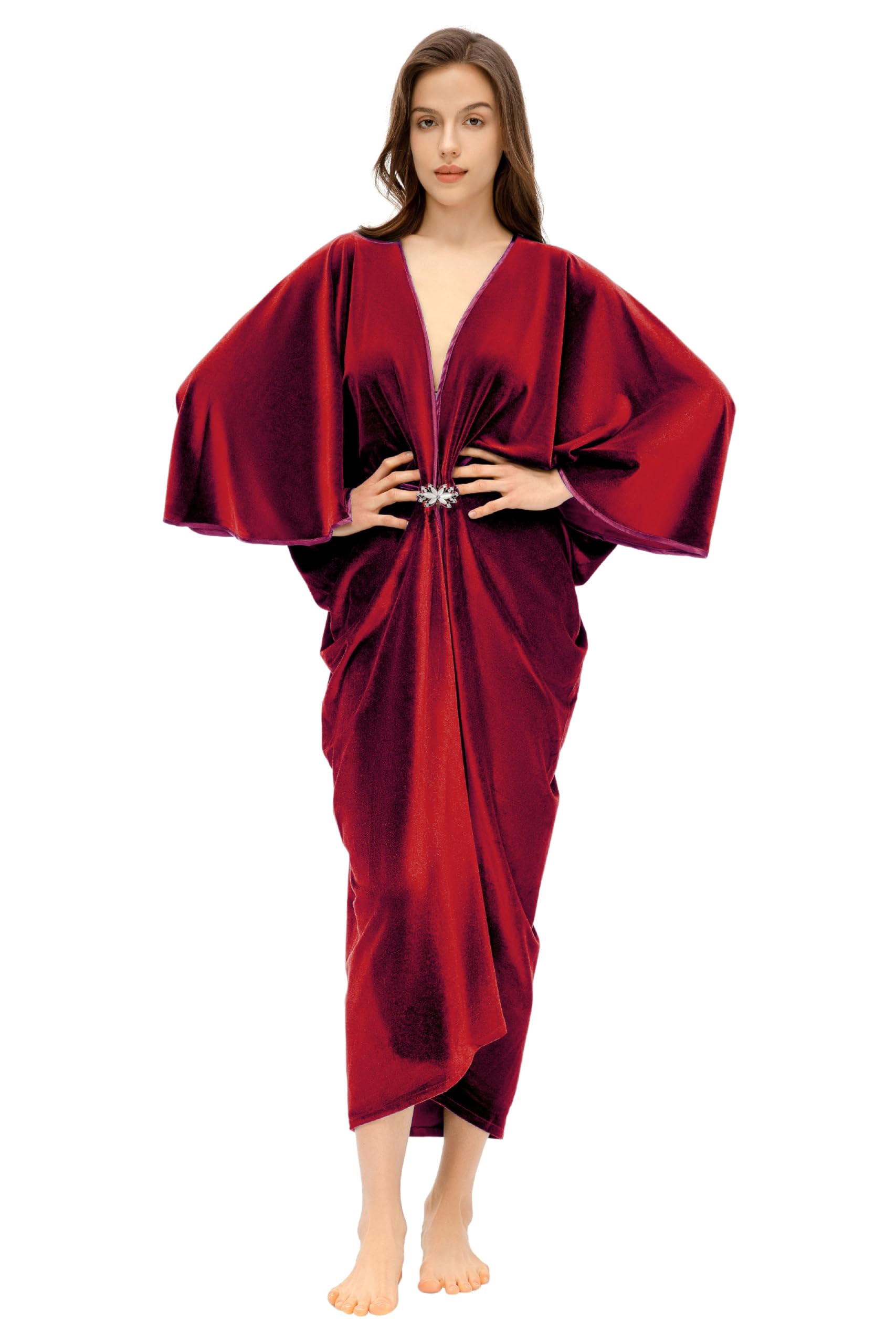 BABEYOND Robe cocon en velours des années 1920 – Style Hollywood – Tenue de fête Gatsby le Magnifique pour femme – Manches chauve-souris Art déco