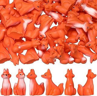 Wesiti 50 Pcs Mini Resin Fox Figures Bulk Cute Foxes Figurines Woodland Fox Minatures Animal Tabletop Tray Statue for Home Desktop Micro Landscap Decor Gift Woodland Animals Party Favors(Sitting)