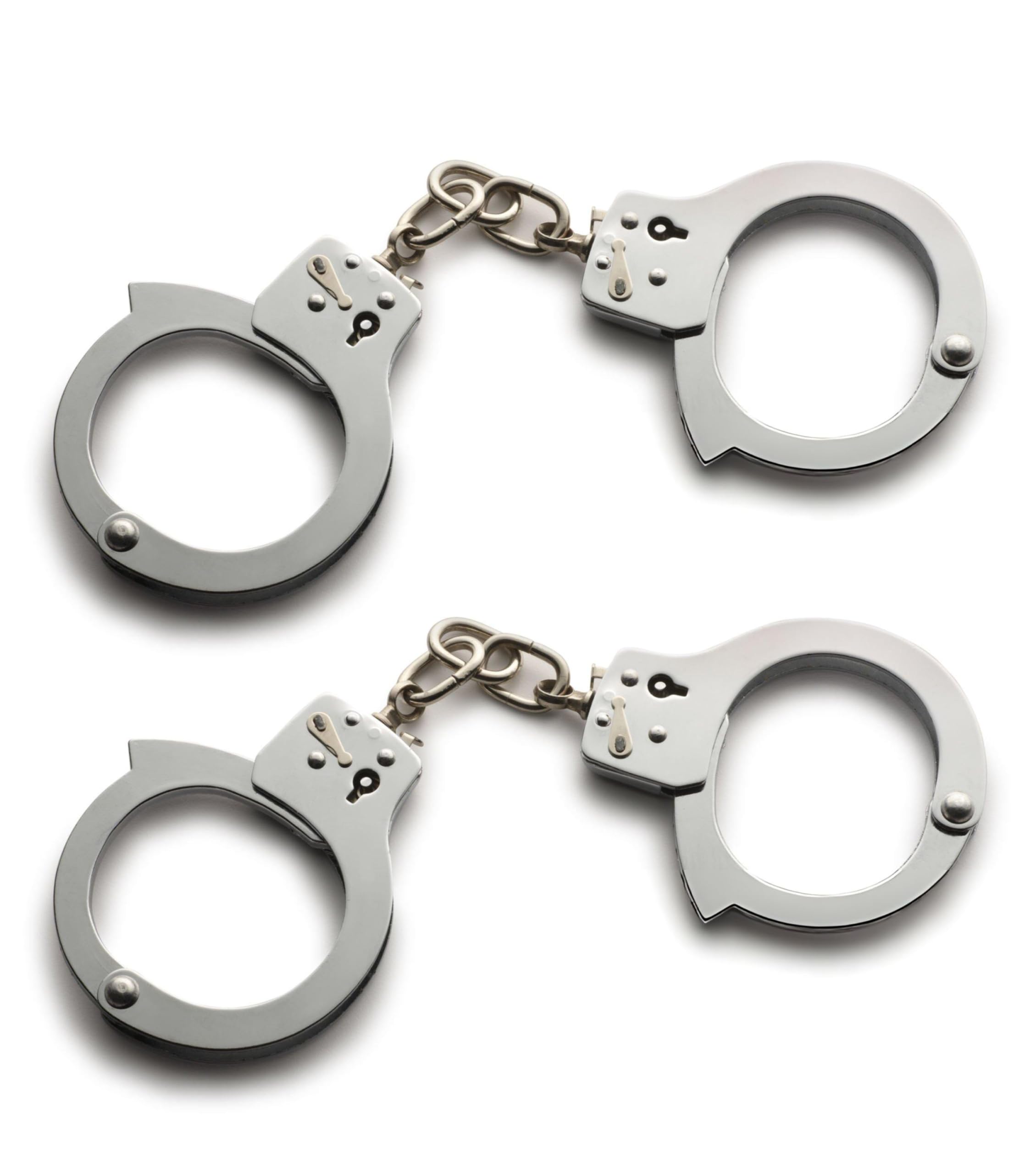 Ploutos World Wide Metal Handcuffs with Keys, Adult Policeman Fancy Dress Accessories Hands Locking Handcuffs, Cops & Robbers Police Theme Party Book Week Dress Up Accessories (Pack Of 2, One Size)