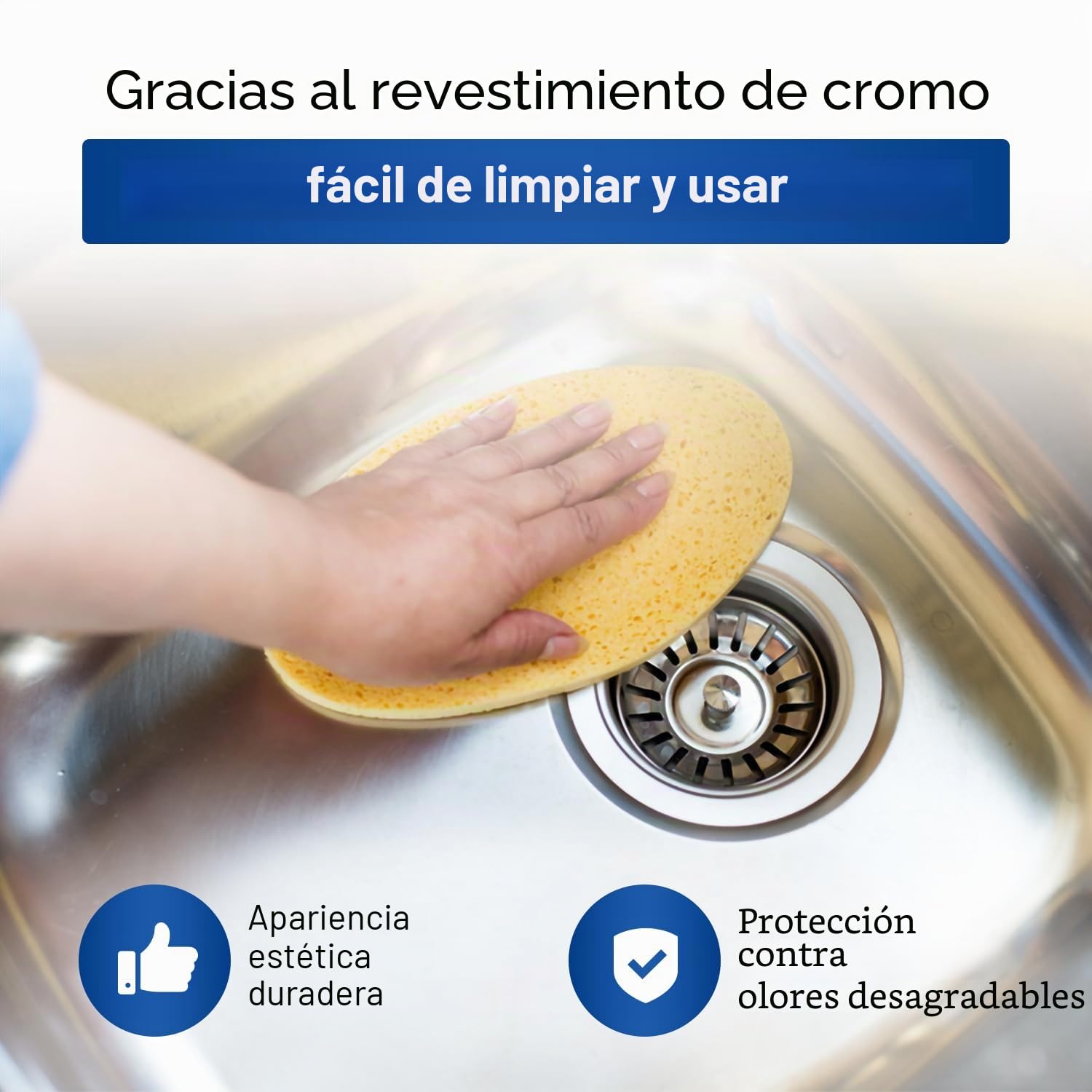 VIOKS Válvula de cesta de 70 mm con juego de desagüe de 1 pulgada para fregadero con rebosadero - Válvula de cesta para fregadero de cocina, juego de desagüe para fregadero de cocina