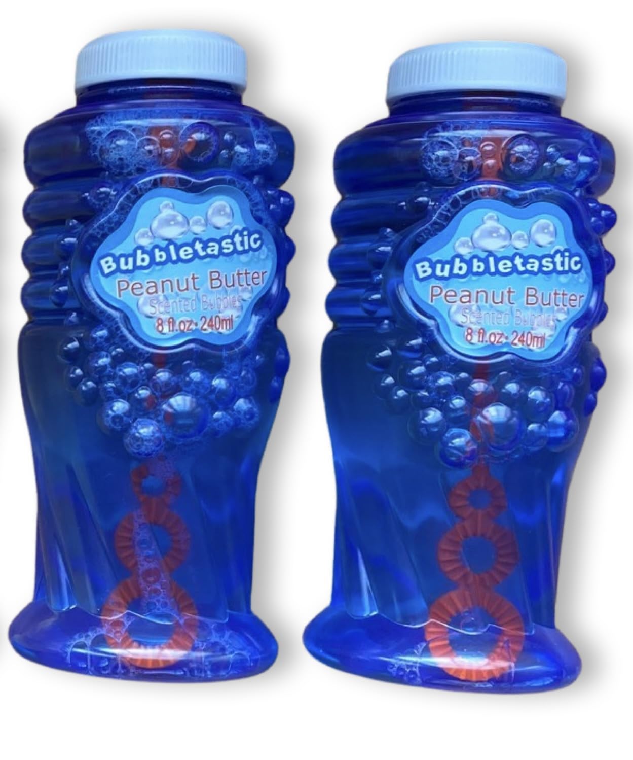 2 Pack Bubbletastic Peanut Butter Bubbles for Dogs and Kids - 8oz Bottle with Wand - 100% Non Toxic and Safe Tear Free Formula